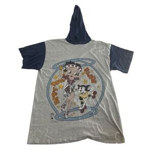 Vintage Betty Boop Hoodie Shirt Men XL Grey 1995 Bimbo Single Stich Roller Skate